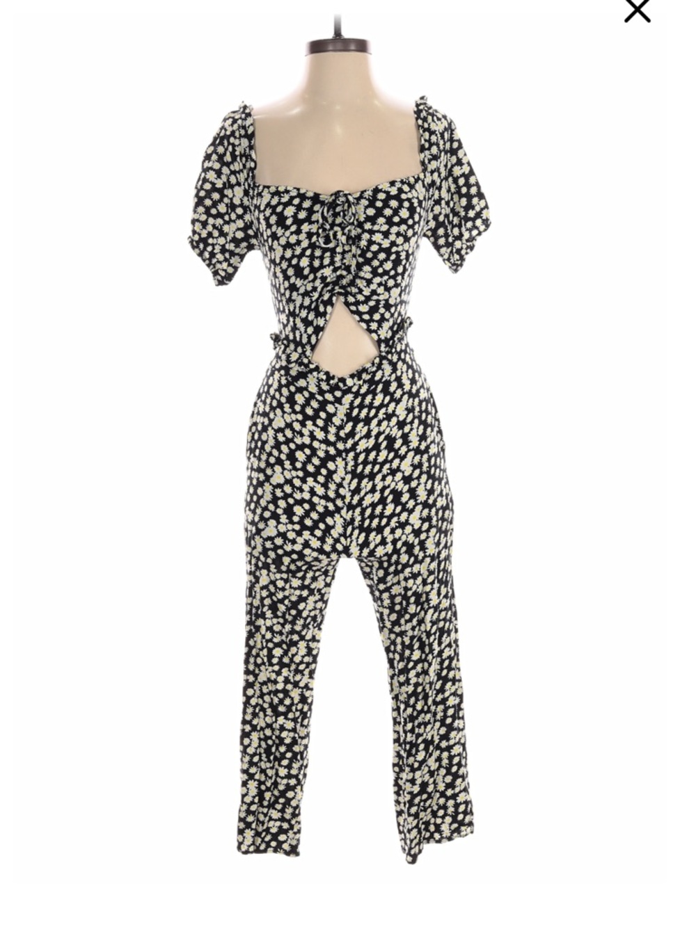 Kittenish Black & White Floral Tie-Front Jumpsuit